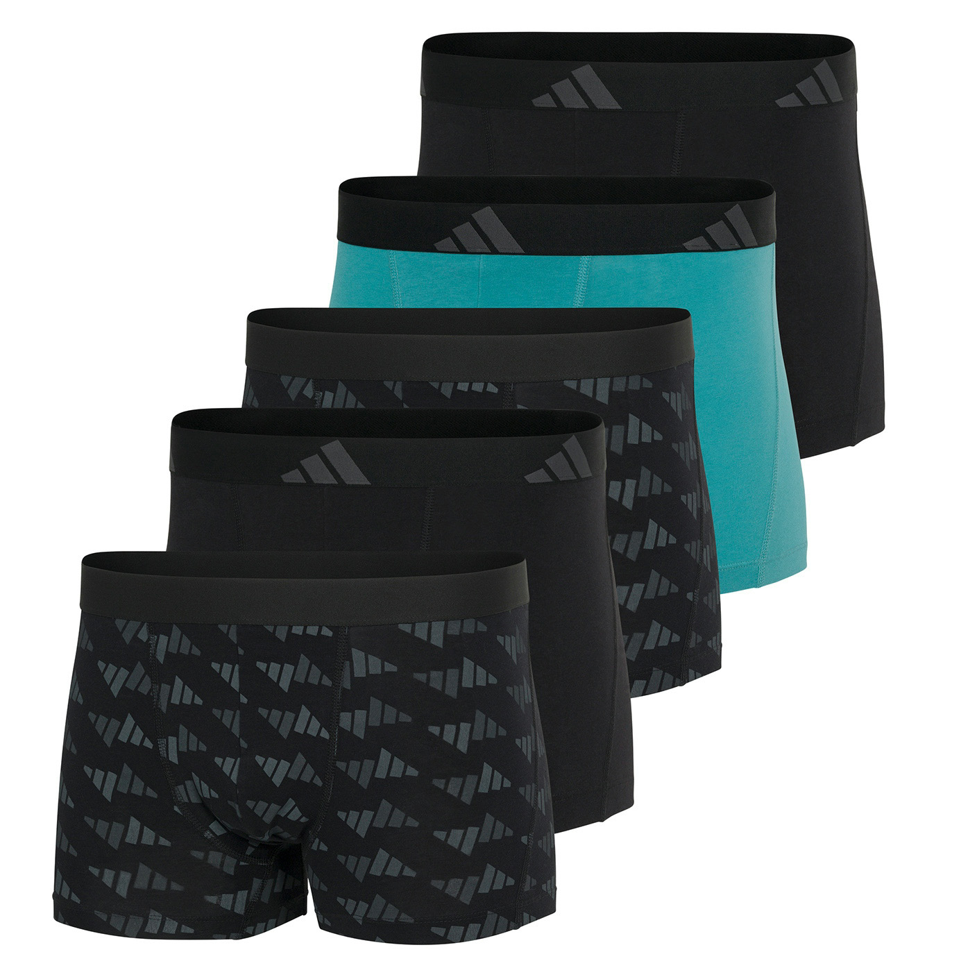 Adidas boxershorts active flex cotton 5-pack zwart-groen